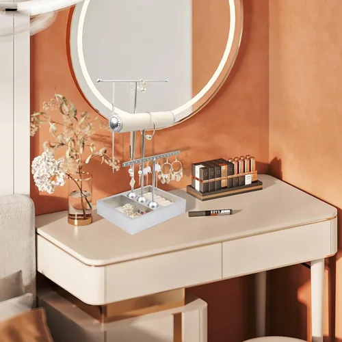Vista 4 de Jwinkumy Jewelry Holder Organzier Stand, Detachable Necklace Holder with 3 Tiers Jewelry Box Display for Rings Bangles Earrings Watch and Bracelets