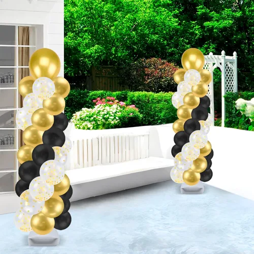 Vista 6 de Kit de soporte para columna de globos con 100 globos, 2 juegos ajustables de 7 pies con bases para piso, soporte de globo de metal ajustable