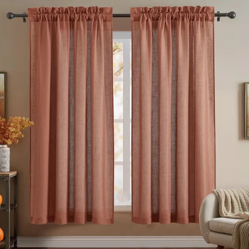Vista 45 de RYB HOME - Cortinas de lino texturizado semitranslúcidas, privacidad media, filtro de luz, decoración de ventana para dormitorio/baño/sala de estar