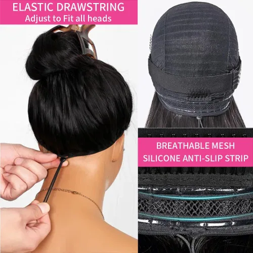 Vista 3 de Peluca de cabello humano con encaje frontal 360 de 26 pulgadas, prearrancada, lacio, HD, peluca frontal completa para mujeres negras, sin pegamento