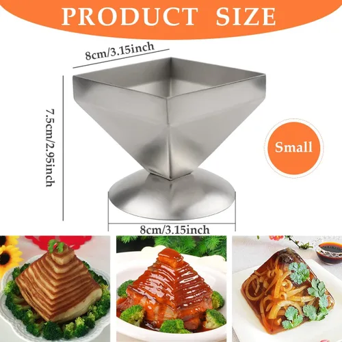 Vista 2 de DOERDO Molde de acero inoxidable pirámide para alimentos, moldes de presentación de alimentos para tartas, platos para servir en el hogar