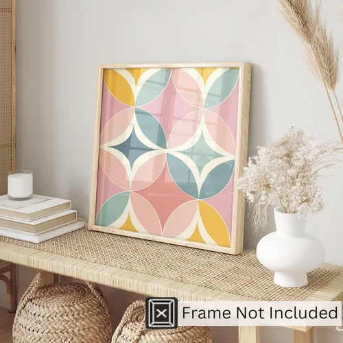 Vista 3 de Ethan Taylor Abstract Wall Art Prints Unframed Square Posters 'Retro 70s Hippie Pattern IV' Retro Home Décor for Living Room, Bedroom, Office, 18 in