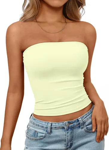 Vista 15 de Trendy Queen Top corto bandeau sin tirantes para mujer Blanco