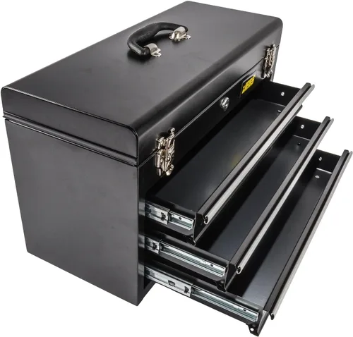 Vista 5 de JEGS Caja de herramientas de 3 cajones - Caja de herramientas de metal con correderas de cajón con rodamientos de bolas - Pestillos resistentes al