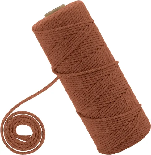 Vista 44 de CAMAL Cordón de macramé de 0.079 pulgadas x 109 yardas, cuerda de color trenzado de 3 hebras de algodón natural para tejer, atrapasueños, colgar
