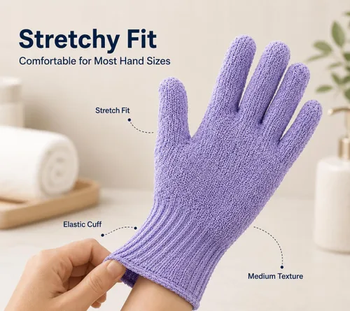 Vista 5 de Guantes exfoliantes para la ducha , espuma, Loofah Scrubber, 4 par, Multicolor