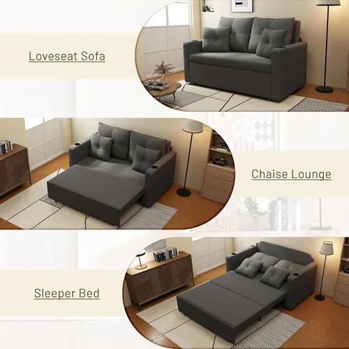 Vista 6 de Krcix Sofá cama 3 en 1, sofá cama extraíble de 56 pulgadas, sofá biplaza
