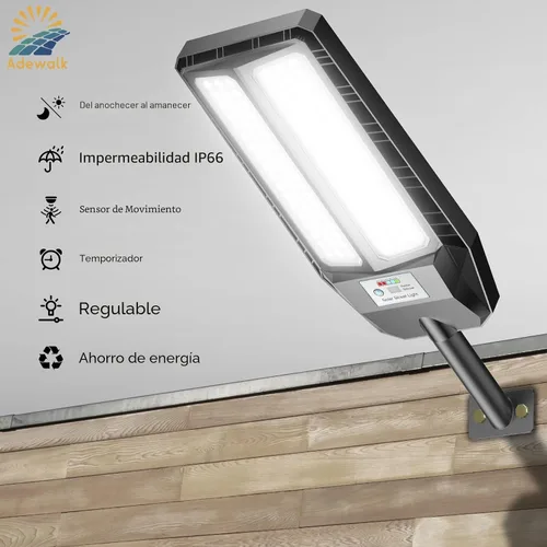 Vista 2 de Adewalk Luces solares de 5000 W para exteriores, luces solares LED de 7000 K para exteriores con sensor de movimiento y control remoto, IP66