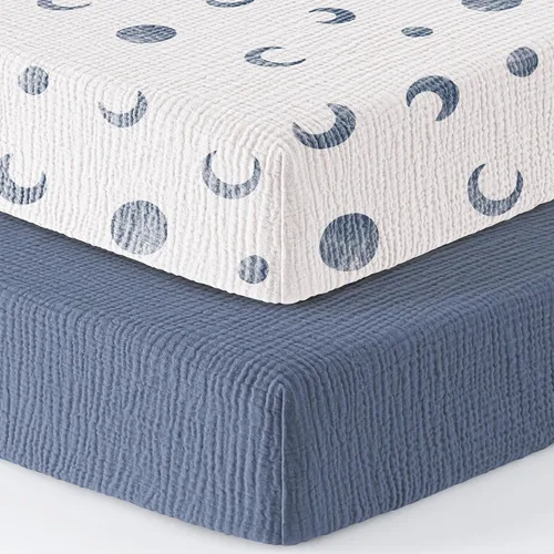 Vista 20 de Bearmoss Sábanas de muselina para mini cuna para Pack N Play - 100% algodón - 38"x26" Sábanas suaves y transpirables para corralito y cuna de bebé