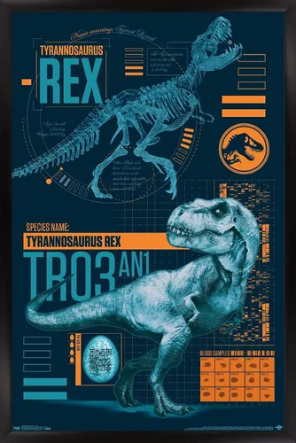 Vista 7 de Trends International Jurassic World: Fallen Kingdom - Póster de pared T-Rex, 14.725 x 22.375 pulgadas, versión enmarcada de madera de granero