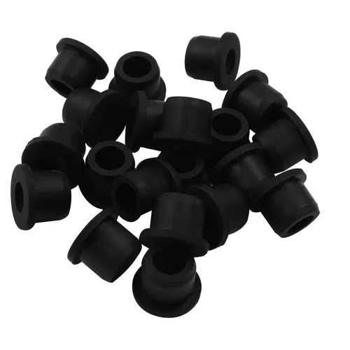 Vista 4 de Hordion 20 ojales de goma con orificio de taladro de 1/2 pulgada, orificio de identificación de 5/16 pulgadas, tapones negros para tubos de vinilo