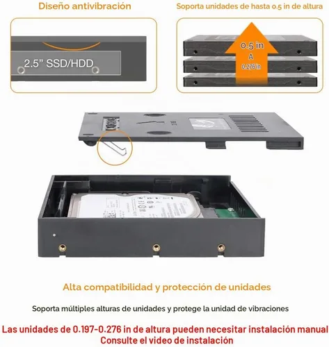 Vista 5 de ICY DOCK Kit de montaje SATA HDD y SSD de 2.5 pulgadas a 3.5 pulgadas para bahía interna de 3.5 pulgadas con cubierta extraíble EZConvert Lite