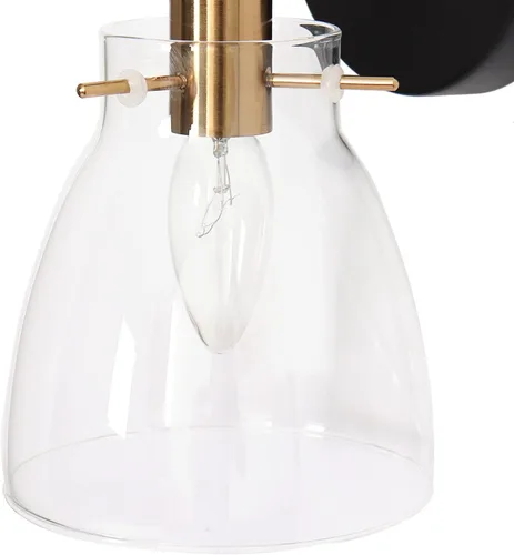 Vista 5 de ZEVNI Aplique de pared, apliques de pared de 1 luz, accesorios de pared de oro negro con pantalla de vidrio transparente de globo, 5 x 5.5 x 10 5 x