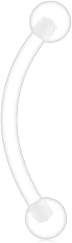 Vista 2 de Ruifan - Aretes de acrílico transparente para piercing, curvos, tipo mancuerna, para lengua con ojos de serpiente, 10 piezas, calibre 14