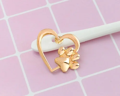Vista 3 de RUIZHEN Broche con diseño de corazón de amor con huella de perro