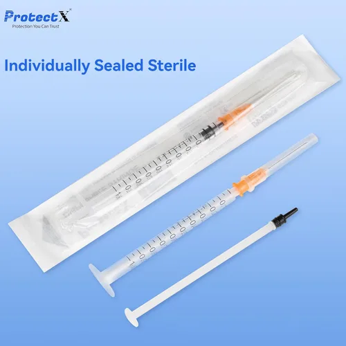 Vista 6 de ProtectX - Paquete de 50 jeringas de 0.0 fl oz con jeringa desechable Luer Slip de 0.88 oz de 1 pulgada para laboratorios científicos