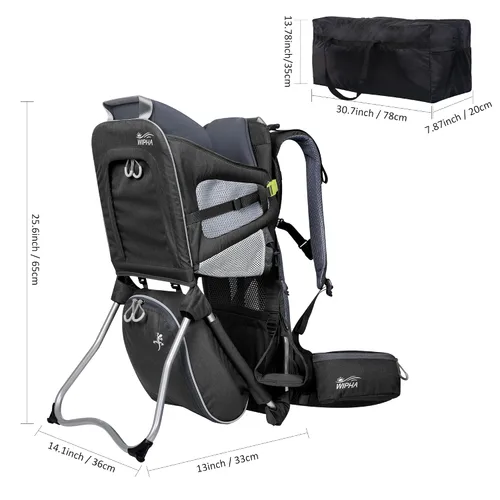 Vista 9 de WIPHA - Mochila portabebés con sombrilla, color negro Gris oscuro