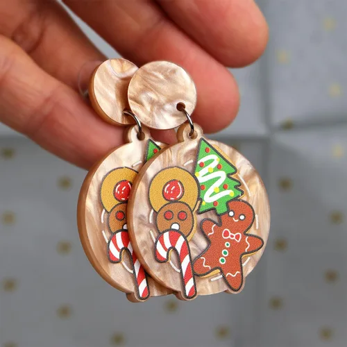 Vista 7 de Agriajun Juego de aretes de Navidad para mujer, lindo y divertido árbol de Navidad, copo de nieve, día festivo, juego de regalo para niñas