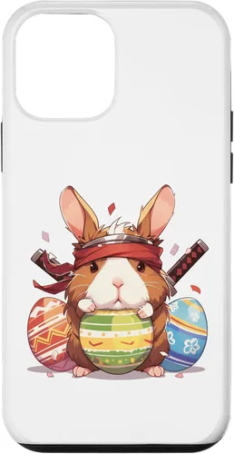 Vista 12 de iPhone 15 Colorful Easter Eggs Hunt Ninja Guinea Pig With Bunny Ears Case