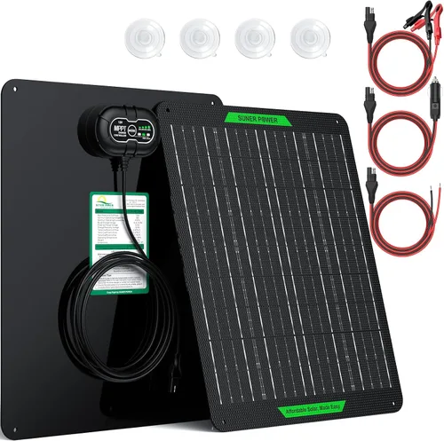 Vista 10 de SUNER POWER Cargador de batería solar impermeable de 12 W 12 V y mantenedor PRO, controlador de carga MPPT UltraSmart integrado, kits de carga