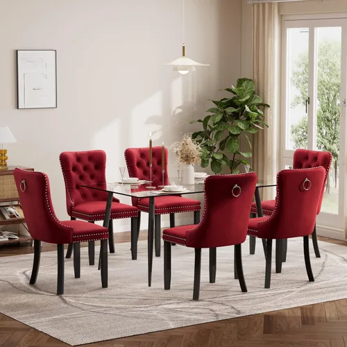 Vista 11 de Baysitone Juego de mesa de comedor de cristal de 51 pulgadas para 4, juego de 5 piezas de comedor moderno, mesa de cocina rectangular de vidrio