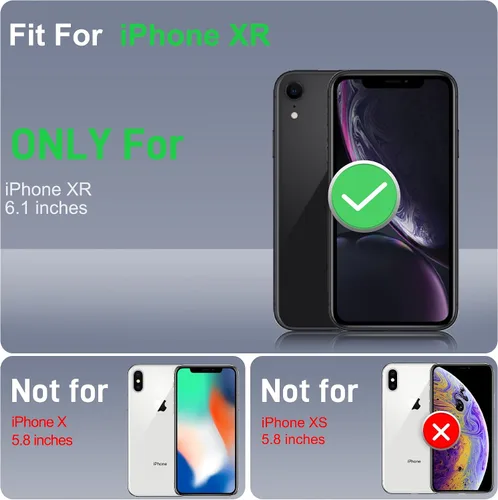 Vista 3 de Jshru para iPhone XR Funda con [2 Pack] Protector de Pantalla HD, [Grado Militar] 3-en-1 Resistente Protector de Cuerpo Completo a Prueba de Negro