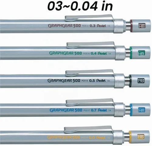 Vista 6 de Pentel Packaged Graph Gear 500 - Lápiz de dibujo automático, 0.020 in, detalles gris (XPG515)