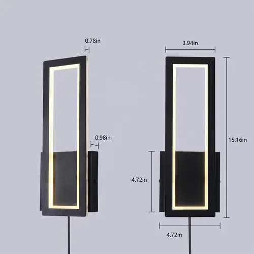 Vista 3 de Juego de 2 apliques de pared enchufables para interiores, lámpara de pared cálida de 3000 K, decoración para dormitorio, sala de estar, baño