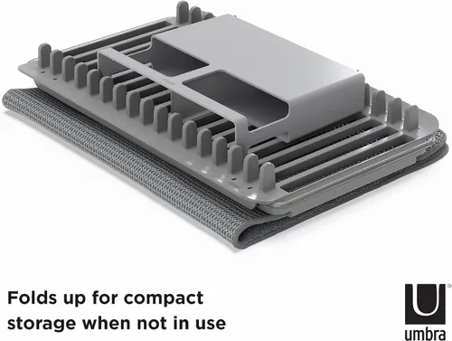 Vista 10 de Umbra Udry Dish Drying Rack, Over Sink Foldable, 16 Slots, Dark Grey