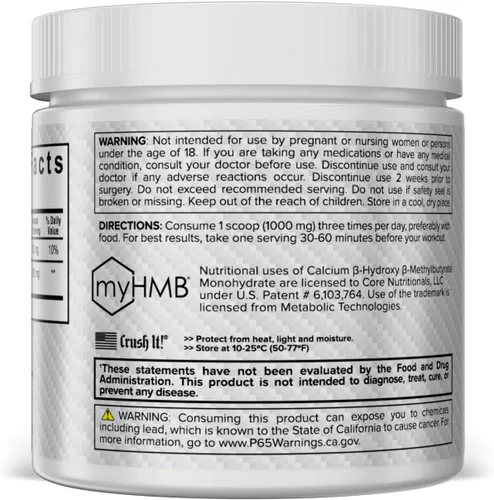Vista 2 de Core Nutritionals HMB, soporte de recuperación muscular, 1G, 90 porciones