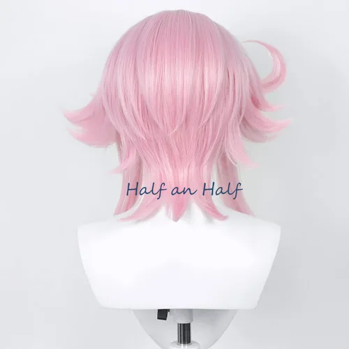 Vista 5 de Uniquebe Dori - Peluca de cosplay para Genshin Impact peluca rosa con flequillo clip de pelo Ahoge con orejas de elfo gorra de peluca