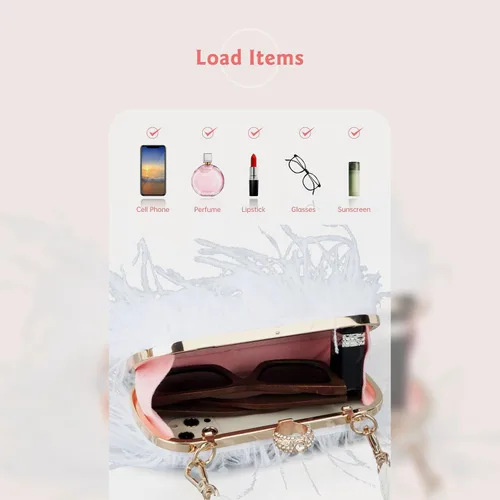 Vista 3 de Bolso de mano para mujer, bolso de mano de plumas, bolso de noche, bolso cruzado de hombro, bolso de fiesta de boda