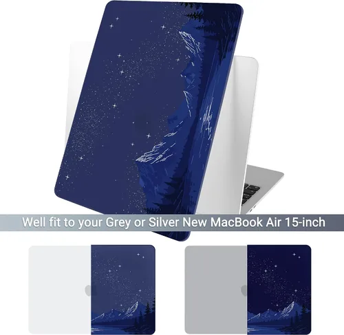 Vista 3 de Batianda Funda para MacBook Air de 15" 2026 M5 M4 M3 M2 Chip, Starry Night Lake Lago de la noche estrell