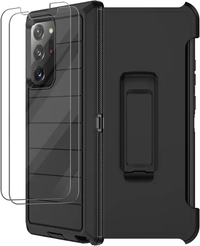 Vista 9 de Funda para Galaxy Note 20 Ultra con clip para cinturón, 2 protectores de pantalla, grado militar, cuerpo completo, resistente, a prueba de golpes