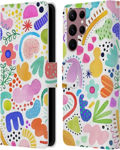 Vista 282 de Head Case Designs Officially Licensed Ninola Brushstrokes Black Summer Patterns Leather Wallet Case Compatible with Samsung Galaxy A07 4G
