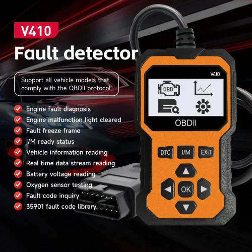 Vista 3 de Escáner OBD2 profesional V410 y herramienta de diagnóstico de coche - Lector de código automático para todos los vehículos, lector de códigos