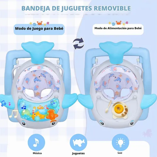 Vista 5 de Andador de bebé con ruedas, música y luces plegable Baby Walker Azul
