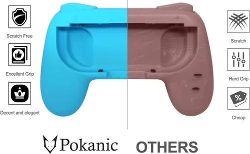 Vista 7 de Pokanic Juego de 2 empuñaduras de mano para interruptor de Nintendo Joy-Con controladores profesionales soporte almohadillas kit de mango resistente