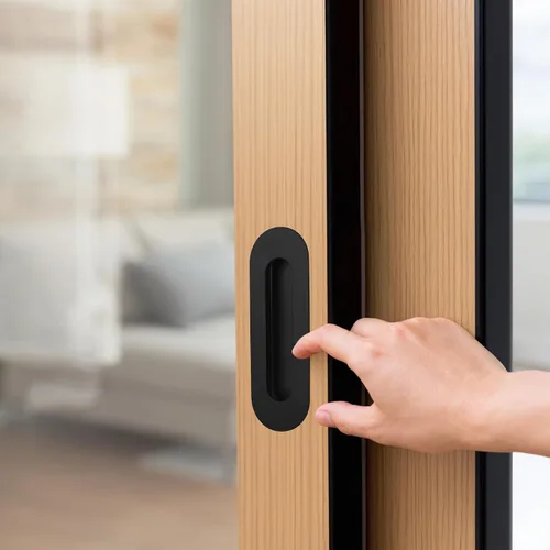 Vista 5 de Malimali Tirador de puerta ovalado negro de 6 pulgadas, tiradores de acero inoxidable para armario, manijas de puerta corrediza de granero