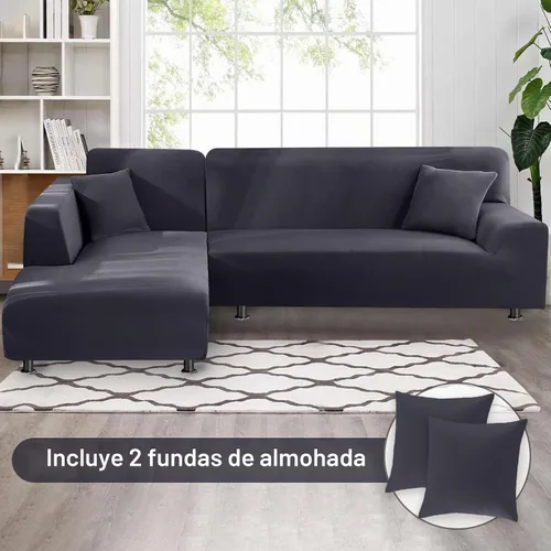 Vista 7 de LA MEACK Fundas para sofá modular, 2 piezas, suave, en forma de L, súper elástica, tipo L, con 2 fundas de almohada, funda de sofá de 3 plazas +