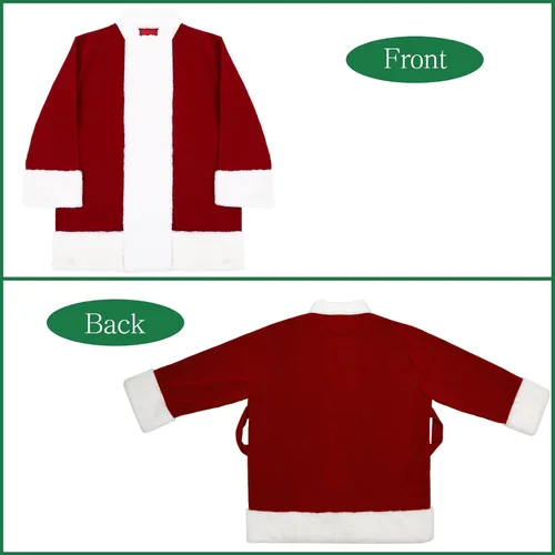 Vista 4 de Christmas Green Santa Costume Adult Deluxe Furry Santa Costumes Halloween Cosplay Outfit for Men