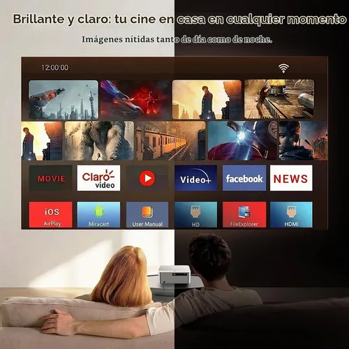 Vista 3 de Proyector oficial de Google TV 4K con WiFi y Bluetooth, proyector de películas inteligentes con enfoque automático HDR10, pantalla de 200 pulgadas