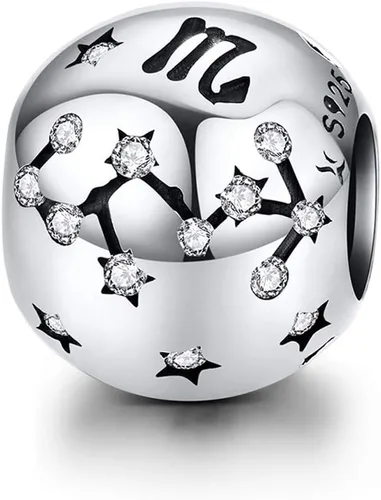 Vista 14 de Abalorio de constelación de plata de ley 925 con piedra natal para pulsera Pandora, regalo para aniversario, cumpleaños, Navidad Acuario A