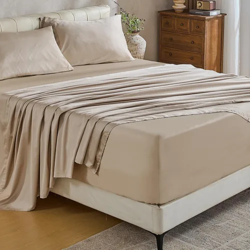 Vista 33 de MEISHANG Sábanas de algodón de 1000 hilos, tamaño Queen, 100% algodón egipcio, tejido satinado, suave y transpirable, certificado Oeko-Tex