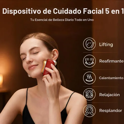 Vista 6 de ZDEER GS5 Electric Heated Gua Sha Tool, Red Light Face Massager, Red Rojo