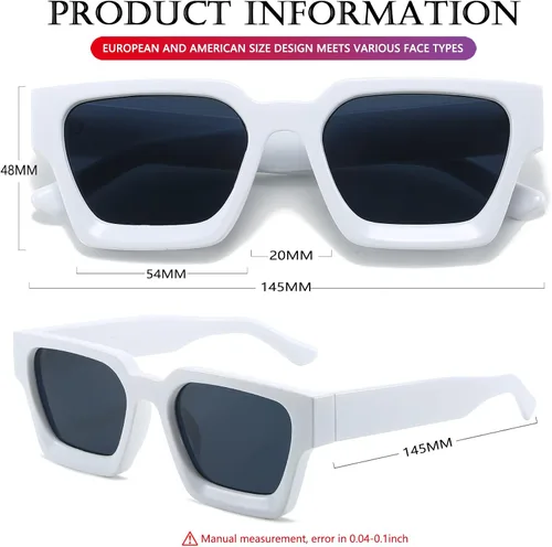 Vista 161 de AIEYEZO Gafas de sol cuadradas para mujeres y hombres, gafas de sol cuadradas con montura gruesa, estilo de diseñador simple