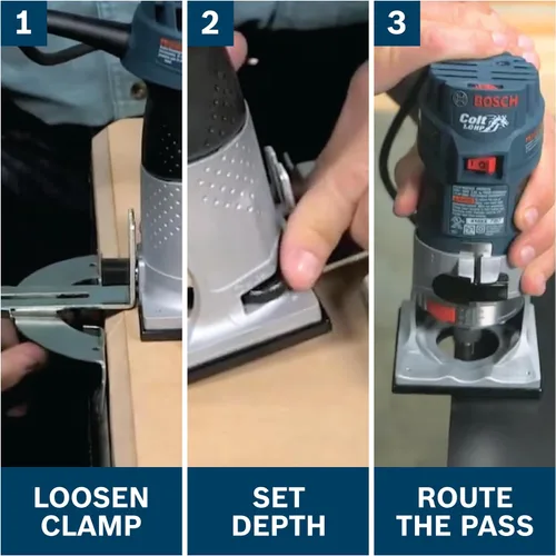 Vista 7 de BOSCH PR20EVS Colt - Router de palma de velocidad variable de 1.0 HP - Motor de 5.6 amperios, arranque suave, circuito de respuesta constante