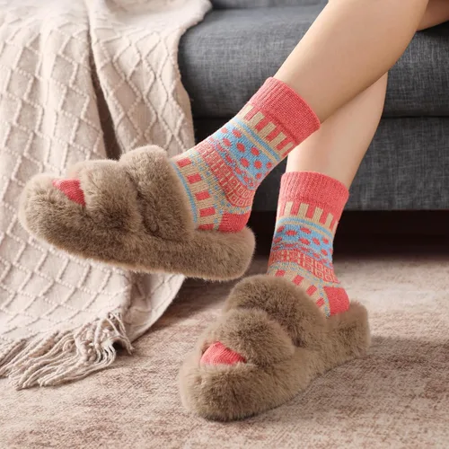 Vista 7 de Wool Socks for Women - Soft 5 Pairs Wool Socks Womens for Winter Hiking