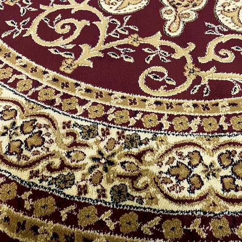 Vista 6 de LUXE WEAVERS Alfombra redonda de 8 pies con medallón floral oriental color burdeos