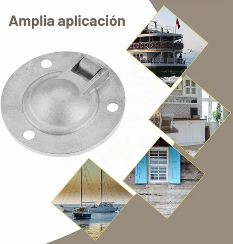 Vista 3 de 4 escotillas de anillo de barco, 1.97 pulgadas, cierre redondo empotrado, mango empotrado de cubierta